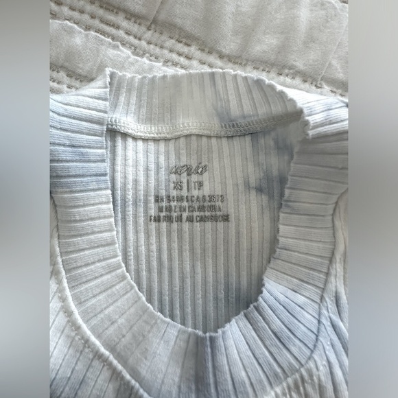 Aerie Blue and White Tie Dye Ribbed Sleeveless Crop Top Size XS - Picture 7 of 12